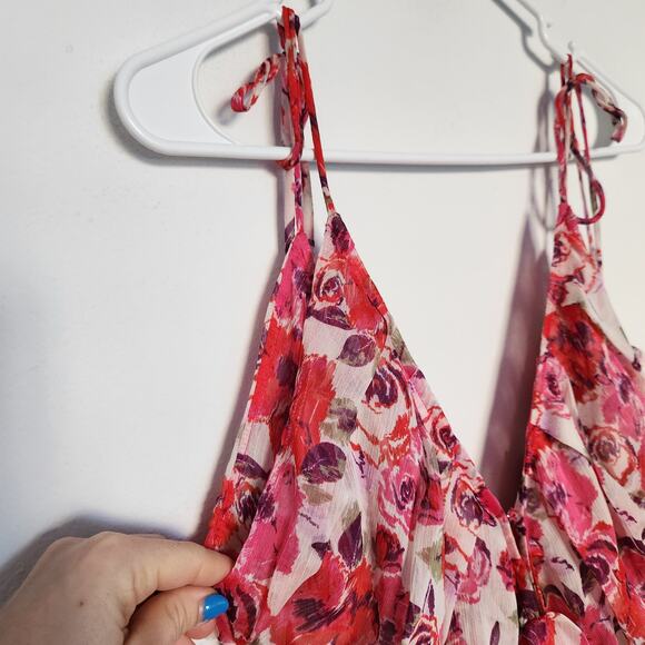 Misa Los Angeles Diana Floral Georgette Ruffle Tiered Maxi Dress L Wedding Party - Picture 6 of 10